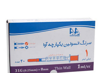 سرنگ انسولین یکپارچه 1سی سی آوا